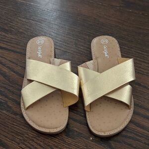 Cat & Jack Metallic Gold Cross-Strap Slide Sandals